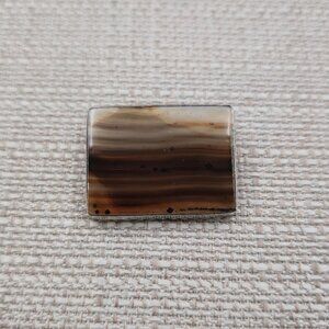 Sterling Silver Banded Agate Stone Pin Brooch A7036
